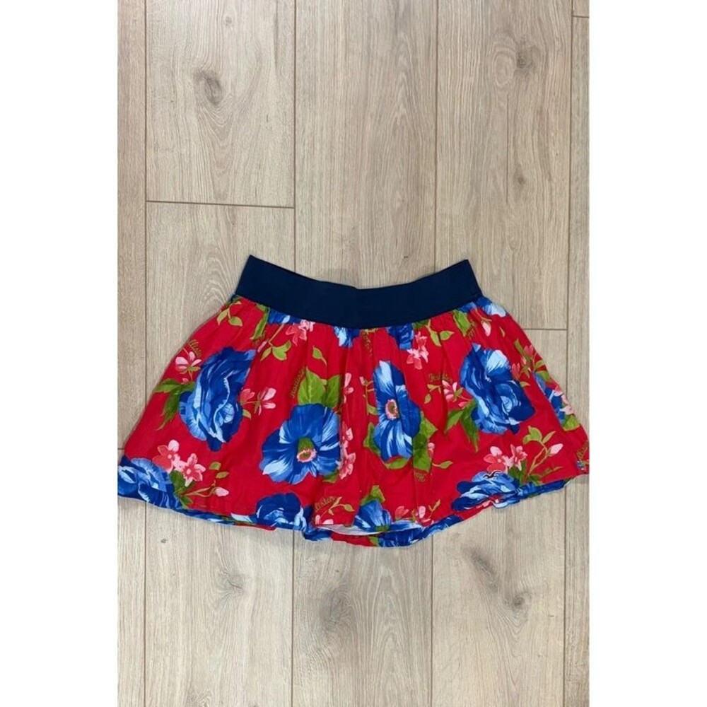 Hollister Red Tropical Floral Mini Skirt Size M Y2K Style